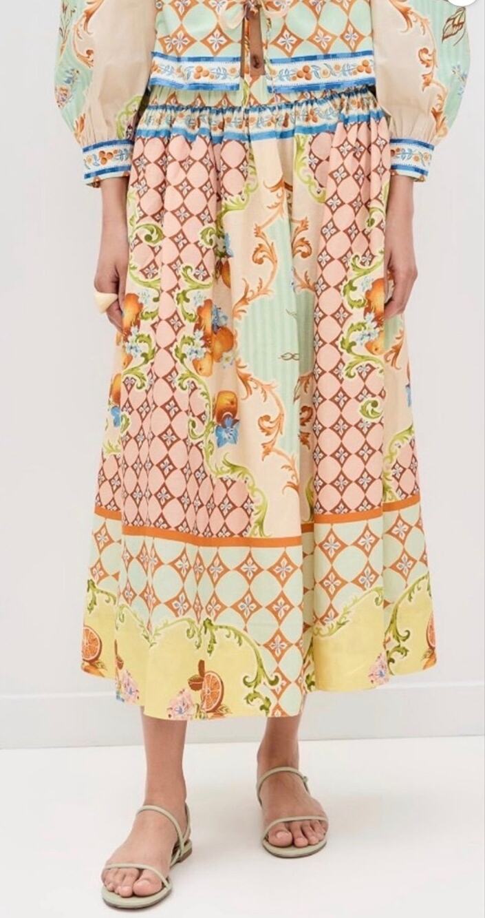 Hunter Bell Tatum Linen-Blend Maxi Skirt in Gasparilla Gardens Print Size Large